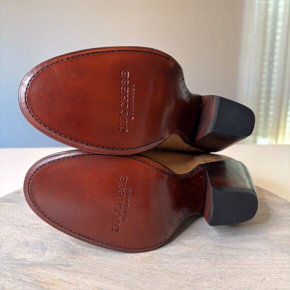 Lucchese Bootmaker Eagle Embroidered Tan Leather Ankle Boots Women’s 9.5 NWT - Picture 8 of 14